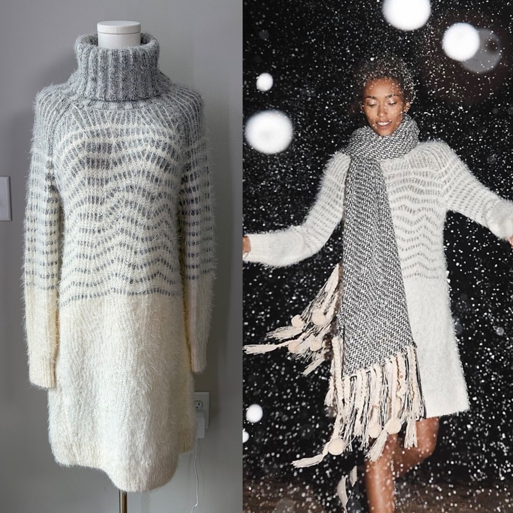 Anthropologie Sleeping on Snow Shelby Eyelash Sweater Dress Wool Alpaca Blend